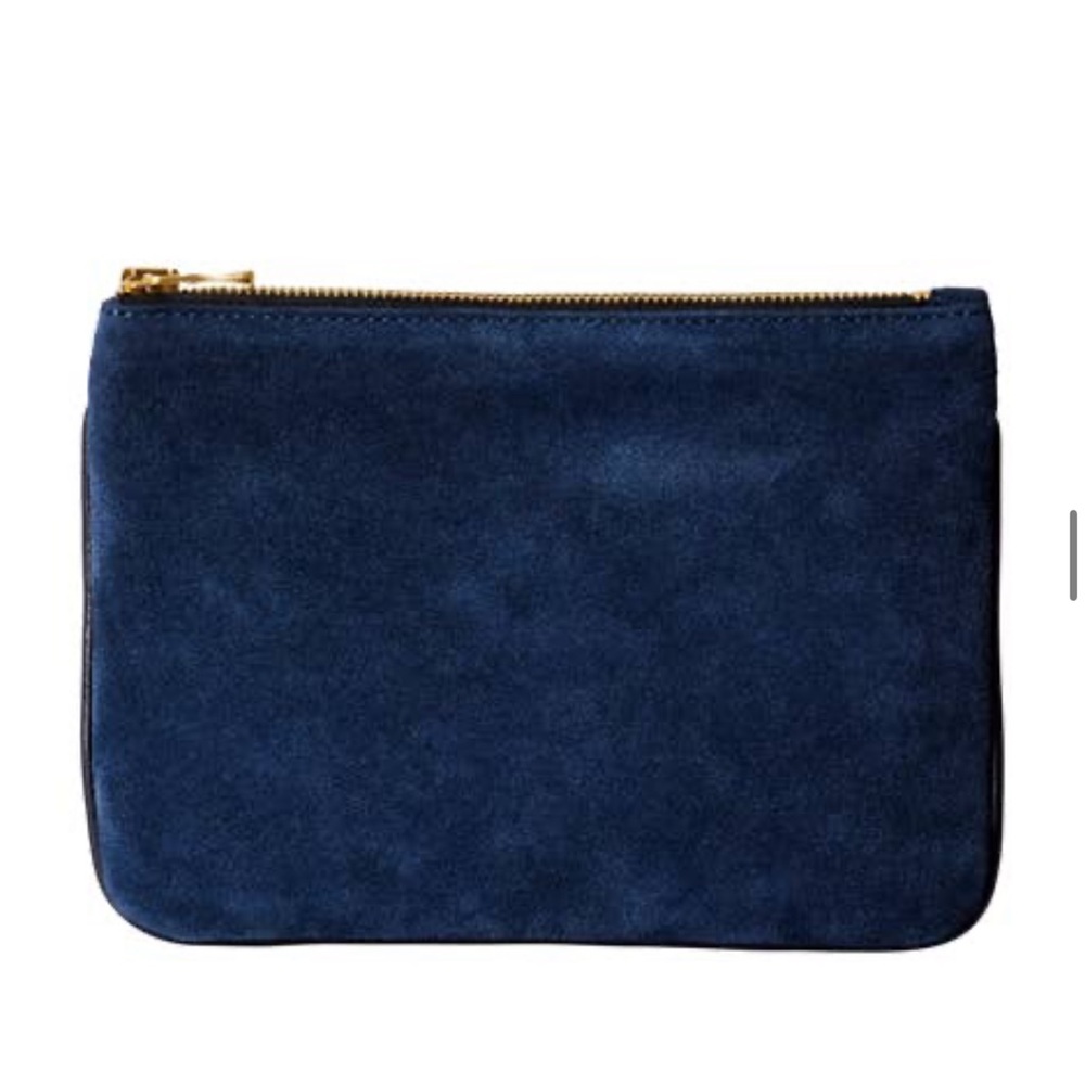 Balmain X H&M Navy Faux Suede Zip Pouch